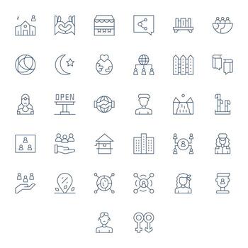 32 Display Perfect Thin Line Icons designed for Community Interface vector