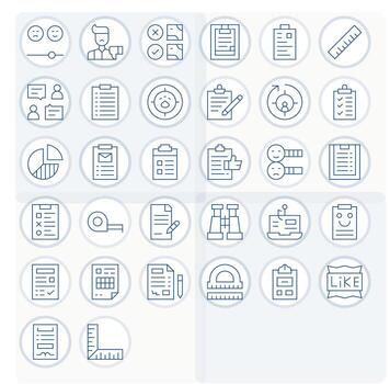 32 Thin Line PIXEL Perfect High Resolution Icons from Survey Suite vector