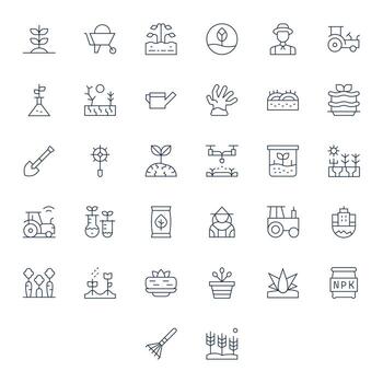 Thin Line Display Perfect Icons from Soil Set with 32 64x64 Icons vector