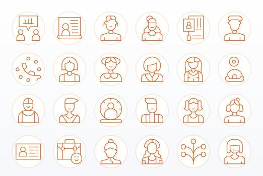 24 Thin Line Display Perfect Icons crafted for Client 64x64 applications vector