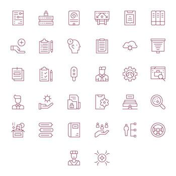 Management Icon Arsenal with 32 High Resolution Thin Line Pixel Optimized designs vector
