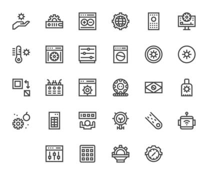 28 256x256 Icons for Control Panel in PIXEL Perfect Bold Line Format vector