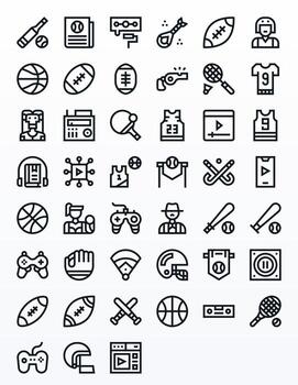 45 Pixel Optimized 256x256 Icons for Player in elegant Bold Line design vector