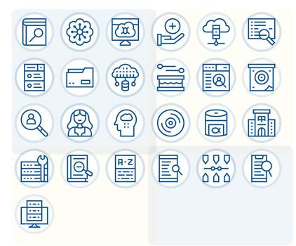 base de datos icono biblioteca con 25 regular línea 128x128 monitor Perfecto diseños vector