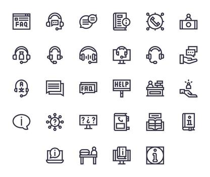 apoyo centrar píxel optimizado conjunto con 28 256x256 negrita línea íconos vector