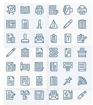 42 256x256 Icons for Paper in Grid Fitted Regular Line Format vector