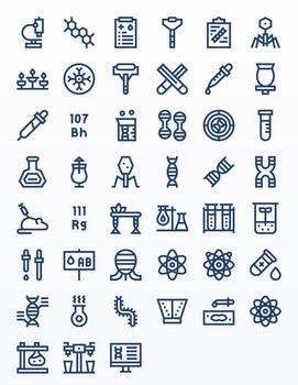 45 negrita línea íconos diseñado para laboratorio en 128x128 cuadrícula equipado formato vector