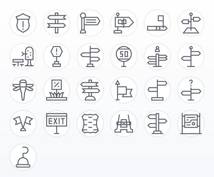 25 Regular Line PIXEL Perfect Icons tailored for Signpost 128x128 interface vector