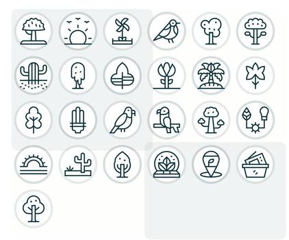 25 128x128 Regular Line Icons optimized for Environment Grid Fitted display vector