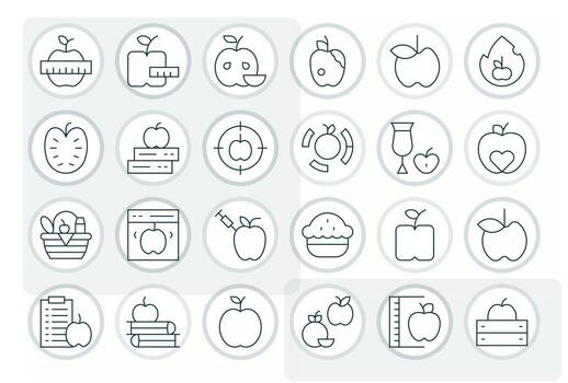 Apple Comprehensive Bundle with 24 Grid Fitted Thin Line 256x256 Icons vector