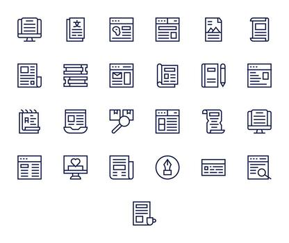 25 256x256 Regular Line Pixel Optimized Icons for Article Projects vector