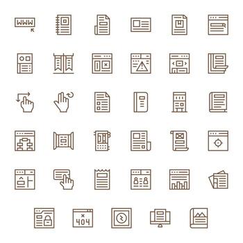 página exclusivo conjunto presentando 35 regular línea píxel optimizado 256x256 íconos vector