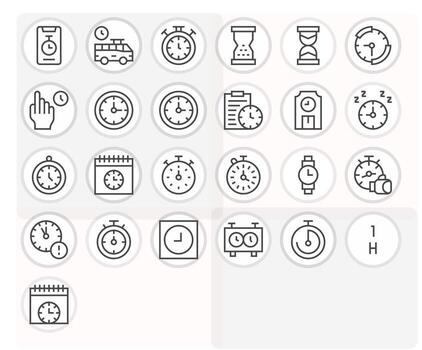 Timer Modern Collection with 25 Regular Line Retina Ready Pixel Optimized Icons vector