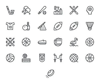 25 Regular Line Pixel Optimized Icons crafted for Sport Icon High Resolution applications vector
