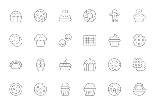 24 Thin Line Icons for Baked in crisp High Resolution Pixel Optimized resolution vector