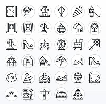 35 Regular Line Display Perfect Icons crafted for Amusement 128x128 applications vector