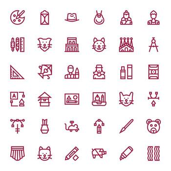 36 negrita línea píxel optimizado íconos para dibujo gráficos vector