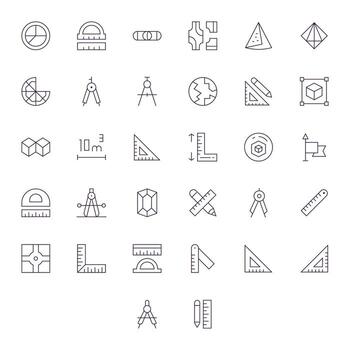 32 alto resolución Delgado línea íconos para geometría con editable precisión vector