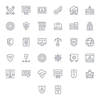 32 píxel optimizado Delgado línea íconos desde cortafuegos colección vector