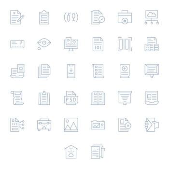 File Professional Set with 32 Thin Line Pixel Optimized 64x64 Icons vector