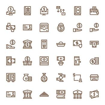 Deposit Comprehensive Bundle with 36 Display Perfect Bold Line 128x128 Icons vector