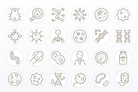 24 High Resolution Thin Line Display Perfect Icons for Organism Projects vector