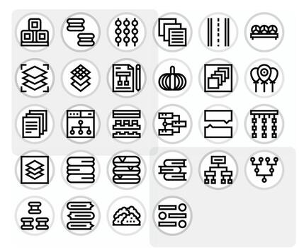 Grouping Comprehensive Bundle with 28 Detail Enhanced Bold Line High Resolution Icons vector