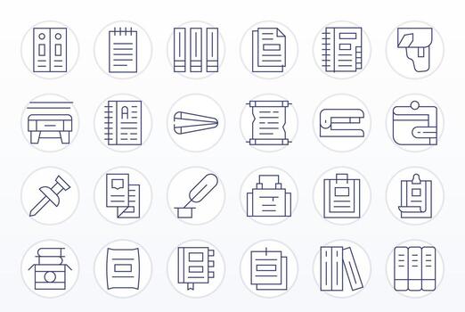 Binder Scalable Set featuring 24 Display Perfect Thin Line Retina Ready Icons vector