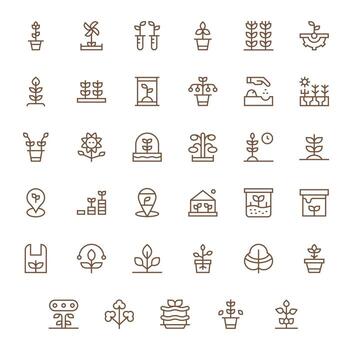 Seedling Comprehensive Bundle with 35 Detail Enhanced Regular Line High Resolution Icons vector