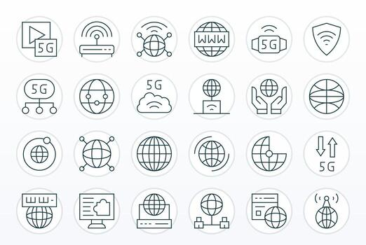Internet Access Icon Repository containing 24 Thin Line 256x256 Editable graphics vector