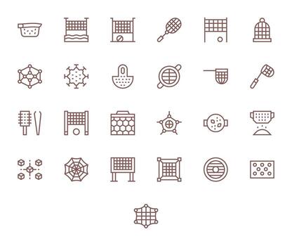 malla presentando 25 alto resolución íconos en regular línea diseño vector