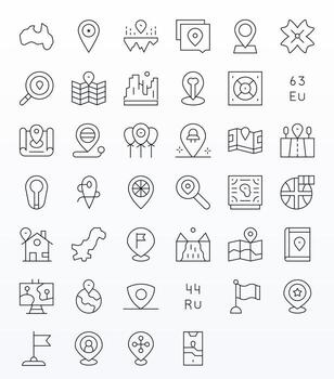 40 High Resolution Thin Line Display Perfect Icons for Region Projects vector