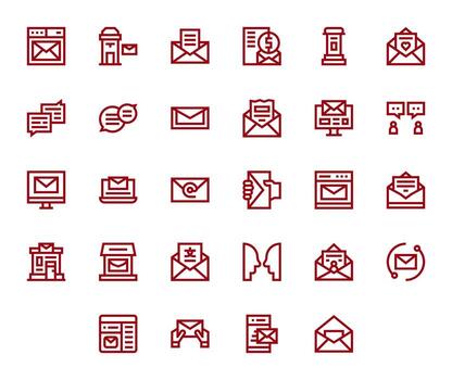 correspondencia diseño íconos presentando 28 píxel optimizado negrita línea estilo vector