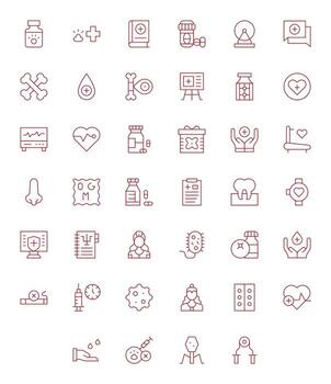 40 256x256 Thin Line Icons optimized for Health Editable display vector