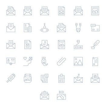Attachment Comprehensive Bundle with 32 PIXEL Perfect Thin Line 128x128 Icons vector