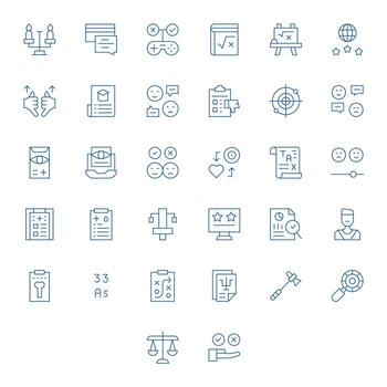 Assessment Icon Repository containing 32 Thin Line 64x64 Pixel Optimized graphics vector