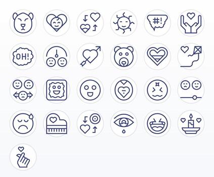 25 Grid Fitted Regular Line Icons from Emotion Collection vector