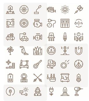 42 Regular Line Icons from Power in High Resolution Editable Quality vector