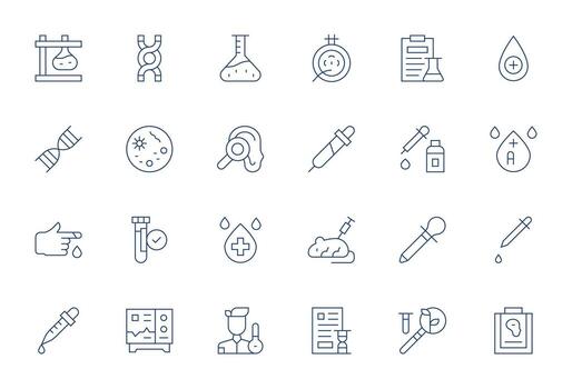 prueba completar paquete con 24 128x128 Delgado línea píxel alineado íconos vector