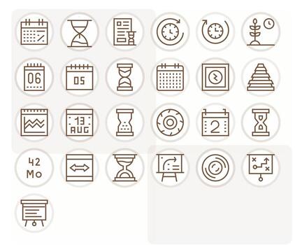 Timeline Icon Arsenal with 25 64x64 Regular Line Pixel Optimized designs vector