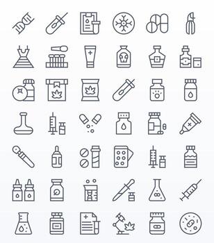 42 256x256 Icons for Pharmaceutical in Pixel Optimized Regular Line Format vector