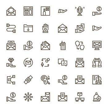 negrita línea píxel optimizado íconos desde recibir conjunto con 36 256x256 íconos vector