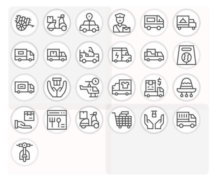 25 Regular Line Icons for Delivery Service in crisp 128x128 Pixel Aligned resolution vector