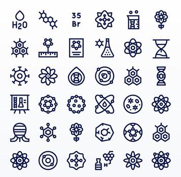 molécula escalable conjunto presentando 36 monitor Perfecto negrita línea 256x256 íconos vector