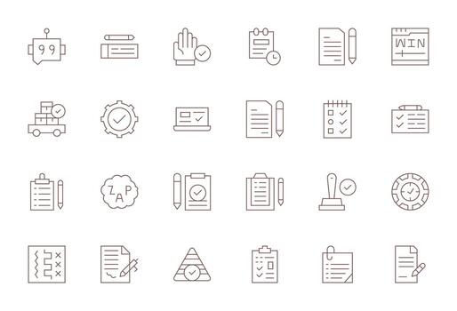 24 Icons inspired by Complete in Pixel Optimized High Resolution Thin Line quality vector