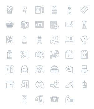 40 Pixel Optimized Thin Line Icons from Item Collection vector