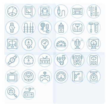 Analog Premium Bundle with 32 Retina Ready Pixel Optimized Thin Line Icons vector