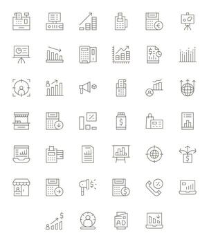 40 Retina Ready Thin Line Icons for Sales with Pixel Optimized precision vector