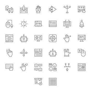 32 Thin Line Icons designed for Interface in 64x64 Pixel Aligned format vector