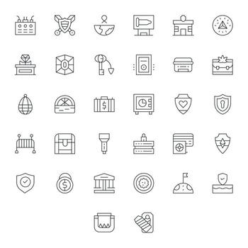 32 Delgado línea íconos diseñado para seguro en 64 x 64 editable formato vector